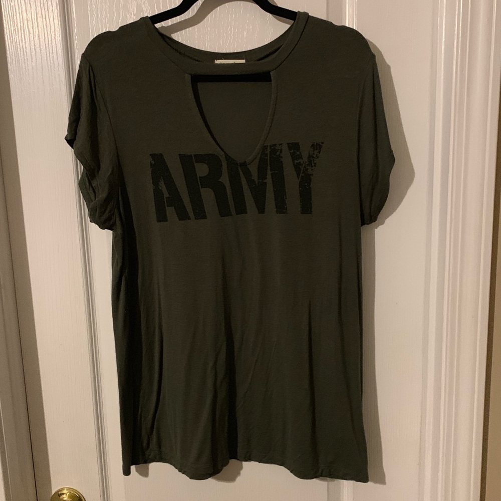 Army t shirt with keyhole